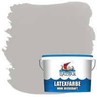 Halvar Latexfarbe hohe Deckkraft Weiß & 100 Farbtöne - abwischbare Wandfarbe für Küche, Bad & Wohnraum Geruchsarm, Abwischbar & Weichmacherfrei (10 L, Taupegrau)