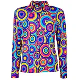 NET TOYS Ausgefallenes 70er Jahre Herren-Hemd - Bunt XXL - Lässige Männer-Verkleidung Bunte Langarm Bluse mit Bubbles - XXL