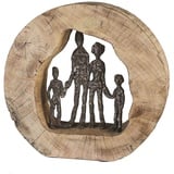 Casablanca modernes Design Casablanca Deko Figur Skulptur Familie Glück Liebe - Familienskulptur aus Holz Aluminium mit Spruchanhänger - Dekoration Wohnzimmer Geschenenk Geburtstagsgeschenk - Höhe 28 cm