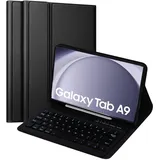 KTOITION Schutzhülle mit Tastatur für Samsung Tab A9 8,7 Zoll, Bluetooth-Tastatur, abnehmbar, für Samsung Galaxy Tab A9 2023, Schwarz