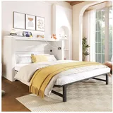 Odikalo Schrankbett Polsterbett Einzelbett 140x200 mit Schublade und USB (Mit einer Schublade,Mobiles Schrankbett mit Ablagefach am Bett, mit USB- und Typ-C-Anschlüssen, Umbaubares Plattformbett, Ohne Matratze,Leinen, Beige) /gray