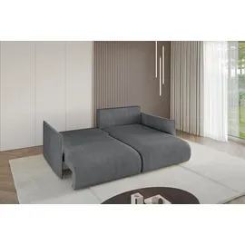 altdecor Ecksofa Cord mit Schlaffunktion 3-Sitzer Dunkelgrau