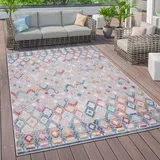 Paco Home Outdoor Teppich Wetterfest Wohnzimmer Balkon Skandinavisch Ethno Geometrisch 3d 80x150 cm, Bunt 2