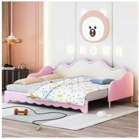 REDOM Schlafsofa 2-in-1 Multifunktions-Polsterbett, mit Lattenrost, Kinderbett aus Kunstleder mit LED-Beleuchtung 90(180)*190cm, 90(180)*190cm, ohne Matratze rosa