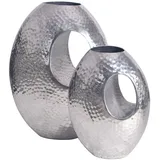 Wohnling WL7.189 Deko Vase 2er Set Aluminium Silber mit Tragegriff