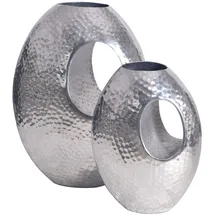 Wohnling WL7.189 Deko Vase 2er Set Aluminium Silber mit Tragegriff