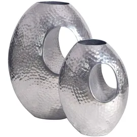 Wohnling WL7.189 Deko Vase 2er Set Aluminium Silber mit Tragegriff