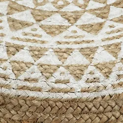 vidaXL Handgefertigter Sitzpuff Weiß 45x30 cm Jute