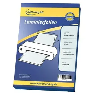 Böttcher-AG Laminierfolien DIN A4, 80 mic, matt/glänzend, 100 Stück