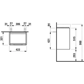 Laufen Waschtischunterschrank 1 Tür 32,0 x 51,5 x 42,2 cm Wildeiche