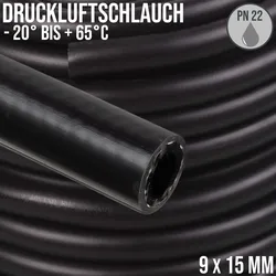 9 x 15 mm Gewebe Druckluft Universal Wasser Luft Kompressor Schlauch schwarz PN ...
