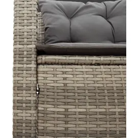 vidaXL Gartensofa in L-Form mit Tisch und Kissen Grau Poly Rattan