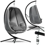 CASARIA Hängesessel Outdoor mit Gestell Xxl Hängestuhl 94cm Breit 2 Seitentaschen Kissen Schaukelstuhl 150kg Belastbar Indoor Schaukelsessel Stabiler Stand Wetterfest