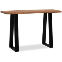 KADIMA DESIGN Schreibtisch Massivholz Industriell 118x41 cm Akazie Live-Edge Goldbraun-Schwarz Schmal | Platzsparend Weser Kollektion Kadima Design