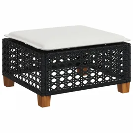 vidaXL Gartenhocker mit Kissen Schwarz 63,5x56x32 cm Poly Rattan