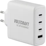 VOLTCRAFT UC-3C1A140W01 USB Ladegerät 140 W 3x USB-C®, 1x USB-A USB PD 3.1 Weiß Innenbereich GaN