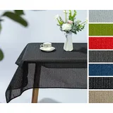 Beautex Tischdecke Tokio Weichschaum Tischdecke mit Paspelband, Garten, Balkon, Terrasse (1-tlg) schwarz Oval | 140 cm x 180 cm