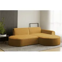 Fun Möbel Ecksofa Ecksofa Designersofa BONDY in Stoff mit Ottomane, Ottomane links oder rechts, Rundumbezug gelb