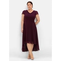 sheego Damen Große Größen Abendkleid mit Flügelärmeln Abendmode feminin V-Ausschnitt - - 46