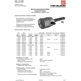 t�rk+hillinger elektrow�rme Elektroheizstab 15 kW