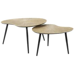 KAWOLA Couchtisch TIBALI Set 2-tlg. Metall bronze nierenförmig