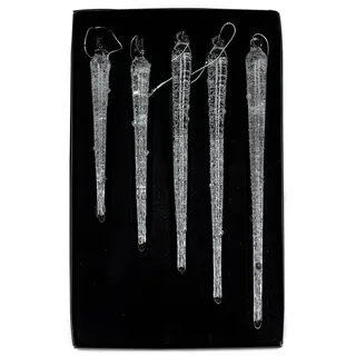 levandeo 5X Deko Anhänger Eiszapfen Glas 10x18cm Winterdeko Weihnachtsdeko Baumschmuck