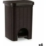 stefanplast Papierkorb mit Pedal Stefanplast Elegance Braun Kunststoff 6 L 20,5 x 28 x 20,5 cm (6 Stück) - Braun