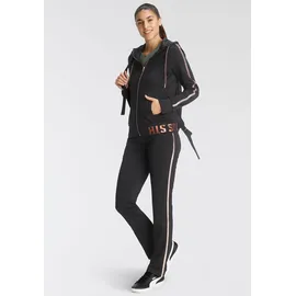 H.I.S. Trainingsanzug H.I.S, Damen, Gr. 42, rosa (schwarz, rose, gold), Obermaterial: 94% Polyester, 6% Elasthan, Basic schmal, Sportanzüge Trainingsanzug, Softes, schnell trocknendes Stretchmaterial für hohen Komfort