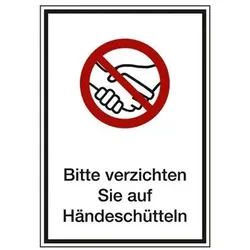 Kombi Schild "auf Händeschütteln verzichten", Folie, 130 x 185 mm