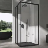 doporro Duschkabine Schiebetür ESG Glas Duschtür Ravenna 16K Plus Schwarz