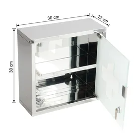 Karat Medizinschrank Allen Abschließbarer Arzneischrank mit Glastür Silber 30 x 30 cm 2 Fächer