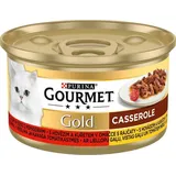 Purina Gourmet Gold mit Rindfleisch und Hühnerfleisch in Tomatensauce 85g