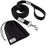 BedDog BedDog® Tyson Trainingsleine mit Aufbewahrungsbeutel, Lange Leine mit Handschlaufe, langlebige Schlepp-Leine, Hundeleine, Schwimmleine, robust 5m - schwarz