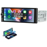 ESSGOO 6.86" Android 14 Autoradio Universal 1 DIN 2+64G Navi WIFI RDS USB FM Autoradio (FM, AM, RDS, SWC)