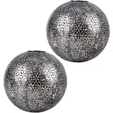 GLOBO Solarlampe Steckleuchte Kugel Garten Terrassen Erdspieß orientalisch, Metall silber grau, Akku, 1x LED Warmweiß, Dxh 27x38 cm,