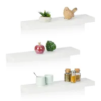 Relaxdays Wandregal 3er Set 60 x 15 cm Weiß