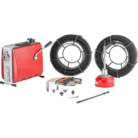 Vevor Elektrische Rohrreinigungsmaschine, 500W, 1400U/min, Abflussreiniger, 2 Stk. 20mx16mm & 5mx9,5mm Federkabel, 0,4mx12mm flexible Feder & 6 Schneider, für Rohre mit 50–110mm Durchmesser