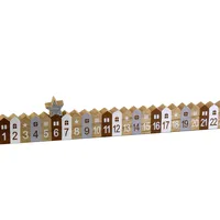 Holz Adventskalender Winter Stadt mit silbernem Stern L: 38 cm - Adventsdeko, Weihnachten Deko, Advent