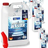 STAHLMANN® Destilliertes Wasser 8x5 L Kanister [Made in Germany] - Destilliertes Wasser für Dampbügeleisen und vieles mehr – Destilliertes Wasser