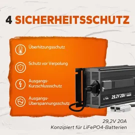 litime 29.2V 20A Batterieladegerät für 24V LiFePO4 Lithium Batterie