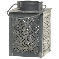 Chic Antique Teelichthalter Laterne mit Muster, 12x8,5x8,5 cm