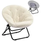 LuxusKollektion Loungesessel Sessel Klappsessel Relaxsessel Mondsessel Plüsch rund Beige beige