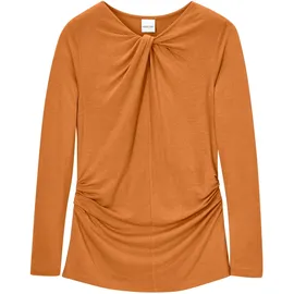 Madeleine Langarmshirt mit Knoten und Raffungen in wüstenorange | Gr.: 40