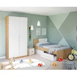 freiraum Jugendzimmer-Set NOA, (Jugendbettkasten mit Kopfteil + Kleiderschrank), in Nodi-Eiche/Artik-Weiß - 196x77x92 (BxHxT) braun
