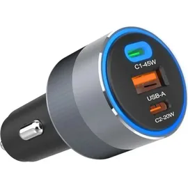 forcell F-ENERGY Alu Autoladegerät 2 x Typ C + USB A PD QC4.0 SFC2.0 4.5A 65W grau