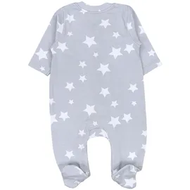 TupTam Baby Jungen Schlafstrampler mit Fuß 3er Pack, Farbe: Weiß grau wolken sterne punkte), Größe: 74 - 74