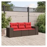 vidaXL Gartensofa-Set 3-tlg. braun Polyrattan