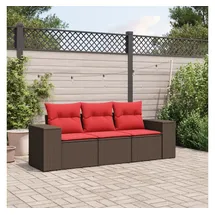 vidaXL Gartensofa-Set 3-tlg. braun Polyrattan
