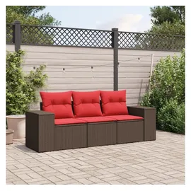 vidaXL Gartensofa-Set 3-tlg. braun Polyrattan