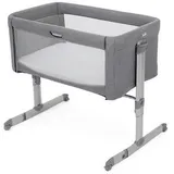 Joie Beistellbett Roomie Gray Flannel, 68.5x66-81x98.5 cm, Seitenfenster aufklappbar, Netzfenster, höhenverstellbar, Babymöbel, Babybetten,